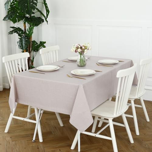 Image of Romanstile 100% Waterproof PVC Tablecloth, Square Oil Spill Proof Stain Resistant Vinyl Table Cloth, Wipe Clean Plastic Table Covers for Kitchen /Dining /Parties - 54 x 54 Inch, Beige