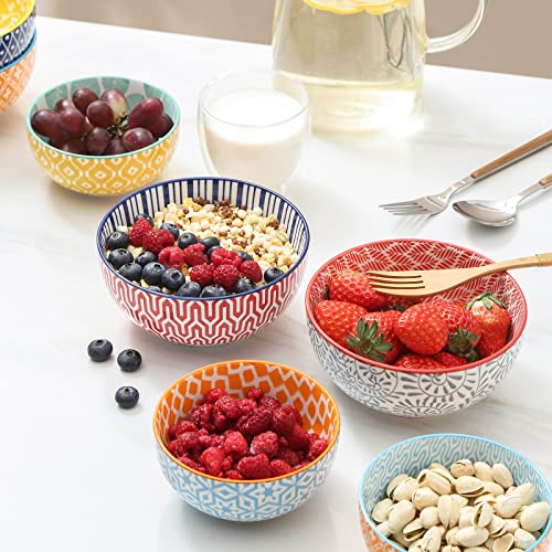 image for Selamica Ceramic Cereal Bowls Set of 6, 24 Oz Deep Soup Bowls for Kitc