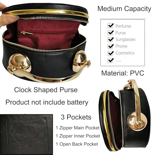 Image of Women PVC Clock Shaped Handbag Crossbody Shoulder Bag Clock Purse