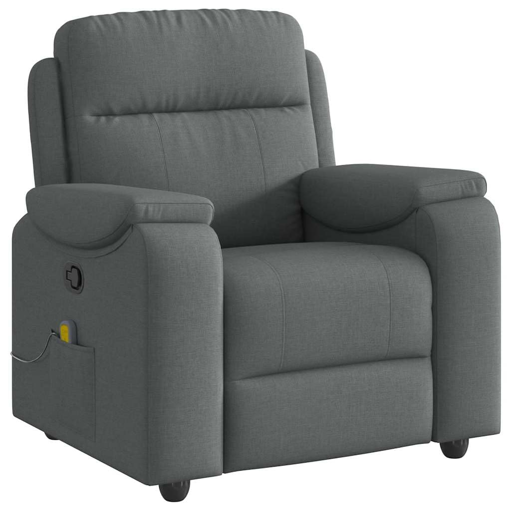 IKAYAA Sillón de Masaje Reclinable Tela, Sillón De Relax, Sillon Masaje Relax, Sillon Relax con Bolsillos Laterales Sofá Individual Sofá Relax Butaca Orejera para Salón Oficina Dormitorio Gris Oscuro