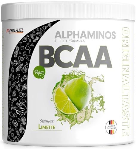 BCAA Pulver 300g LIMETTE - Alphaminos BCAA 2:1:1 Drink mit 8000 mg B.C.A.A. - unfassbar leckerer Geschmack, Essentielle Aminosäuren Leucin, Isoleucin & Valin - vegan - laborgeprüft mit Zertifikat