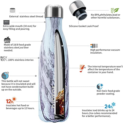 Image of BJPKPK Stainless Steel Water Bottles 17 oz Reusable Travel Sports Water Bottle,Lily Wood Graphics