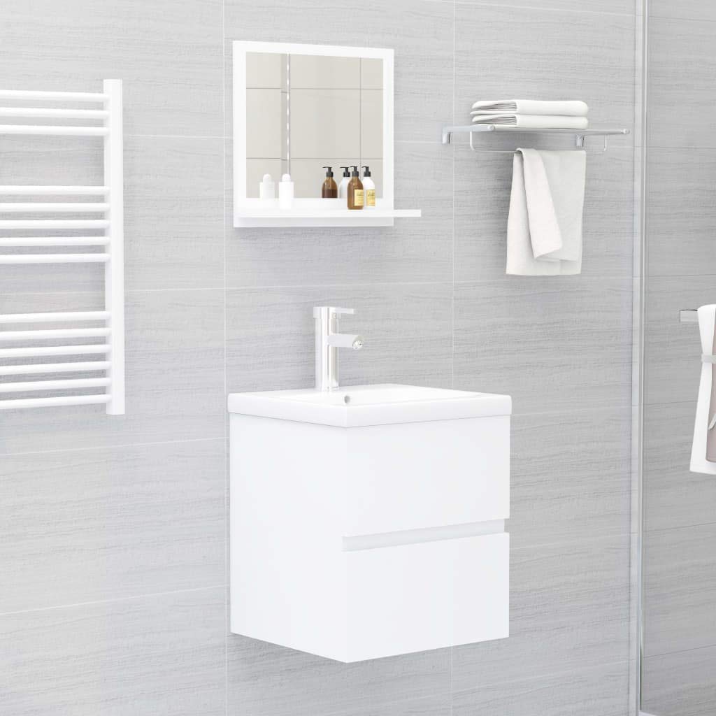 Lustro łazienkowe z materiału drewnopochodnego z półką, 40 x 10,5 x 37 cm, lustro ścienne do łazienki, toalety dla gości, z miejscem do przechowywania kosmetyków, ręczników i artykułów