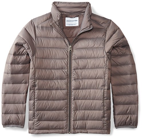Amazon Essentials Kids Boys Light-Weight Water-Resistant Packable Puffer Jackets Coats, Grey, Large