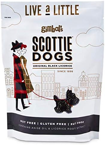 Gimbal's Scottie Dogs All Natural Black Licorice - Real Licorice Root and Pure Anise - 6 Ounce Resealable Bags (1)