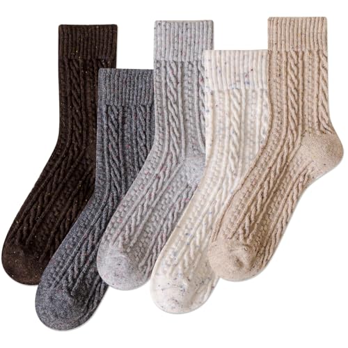 Image of IIG Cute Warm Wool Socks for Women Super Cozy Thick Crew Winter Socks Gifts, 5 Pairs