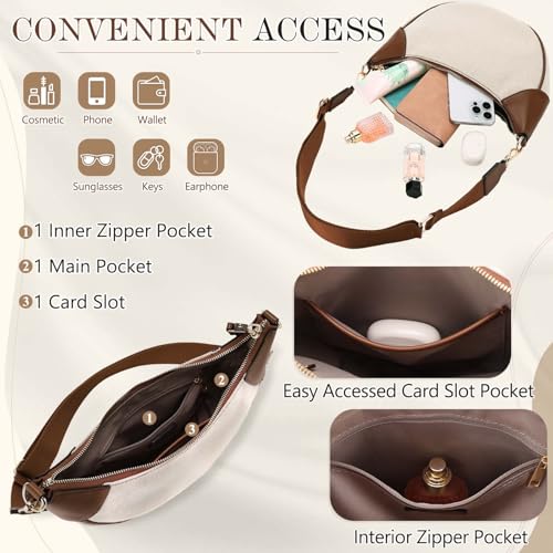 VX VONXURY Shoulder Bag for Women,Medium Canvas Crescent Crossbody Saddle Purse with Zipper Closure,Fashion Underarm Handbag4