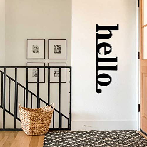 North Kaiser Hello Metal Sign | Welcome Outdoor Metal Wall Art | Front Porch Sign | Vertical Wall Art | Rustic Home Decoration For Entryway Farmhouse | Housewarming Gift (Black) #TOP6