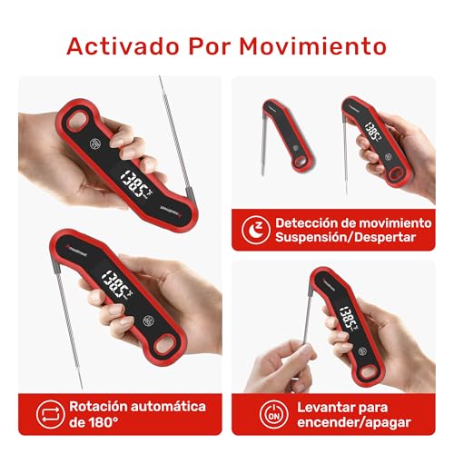 Miniatura 5 de Meatmeet S1 Termometro Cocina Digital De Lectura Instantánea De 0,5s, Precisión 0,3 C, Equipado Con Rotación De Pantalla Led Giratoria, Activación Por Movimiento Y Apagado Automático
