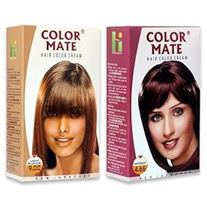 Color Mate Organic Rich Cream | Hair Colour for Women & Men | Enriched with Natural Oil | Instant Shine & Smoothness | Long Lasting Hair Colour | Soft & Silky Touch |No Ammonia Hair Color | Color Mate Hair Color Cream Mahogany + Light Blonde