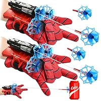 Ligtmor Lot de 2 Gant de Lanceur Spiderm, Gant Spiderman Spiderman Lanceur de Toile Spid-ER Jouet Garcon 3-12 Ans Jouet Enfant pour Jeu d’extérieur, Anniversaire et Fête (2 Set)
