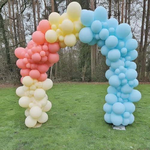 Image of Regular Balloon Combo For Decoration with Glue Dots & Balloon Arch Strip - Party Decor Set For Easy Party Setup (RED BLUE YELLOW, 50)