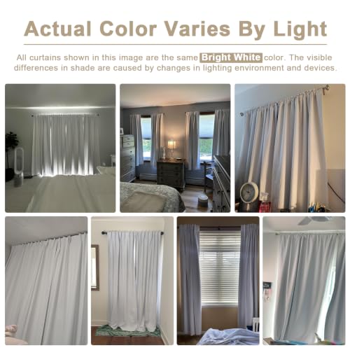 Image of Bright White Total Blackout Curtains for Bedroom 63 Inch Long