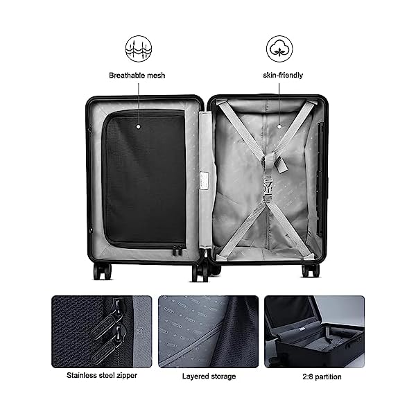 Carry On Luggage Zip Luggage Mobile Charging Suitcase Smart Luggage Suitcase Fingerprint Unlock Riding Trolley Luggage Travel Luggage Lightweight