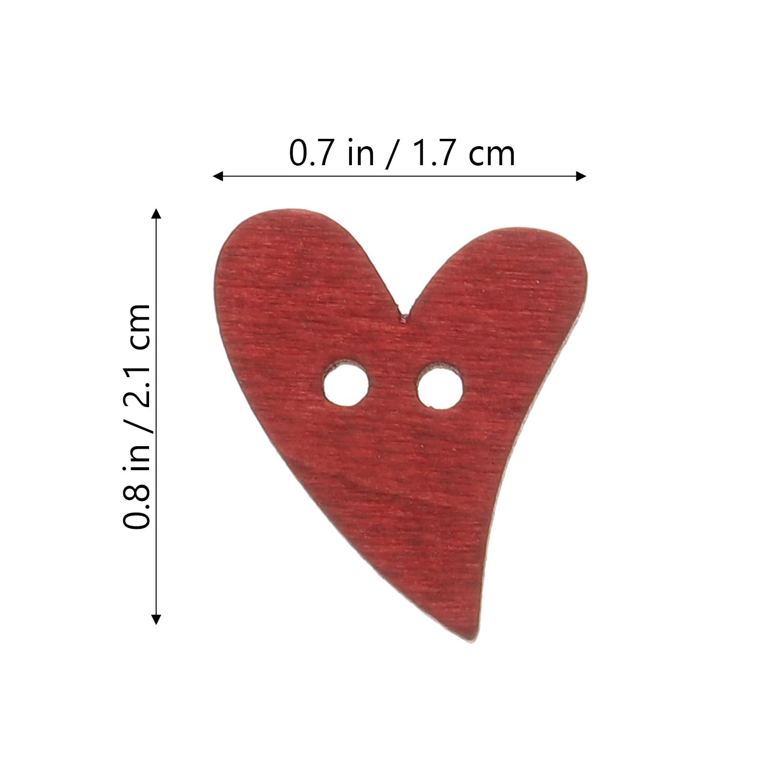 VILLCASE 100pcs Wood Sewing Buttons, Heart Shaped Wood Craft Buttons, Rustic Colored Buttons with 2 Holes, Love Heart Buttons for Arts Projects Sewing Clothing Craft Decoration