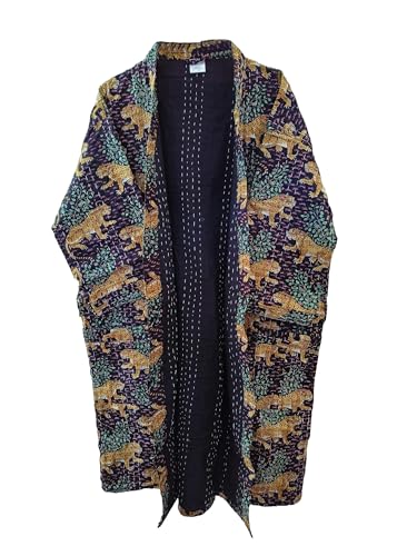 Kimono Kantha pour femme en coton léger veste midi fait main