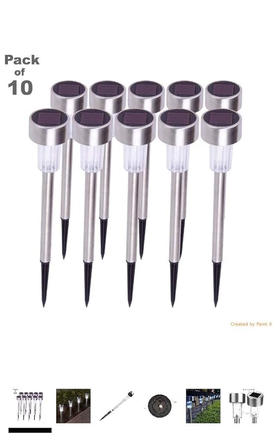 Bulfyss Solar LED Rod Light For Garden, Set Of 10, Warm White/Blue, Waterproof