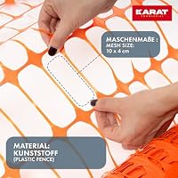 KARAT Absperrzaun Orange - 30 m Länge, 1 m Höhe - Maschendraht Hühnerzaun, Schutznetz, Warnnetz - 100g/m² Materialstärke - Robust & Wiederverwendbar für Garten, Baustelle, Weide oder Camping – Ansicht 4