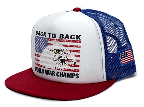 Back To Back World War Champs Eagle Unisex-Adult Cap -One-Size Royal/White/Red Flat