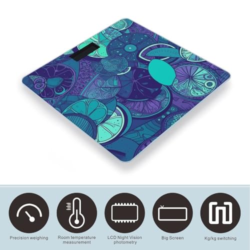 Báscula Digital de Baño Azul Teal Lemon 26x26 cm vidrio templado miniatura 3