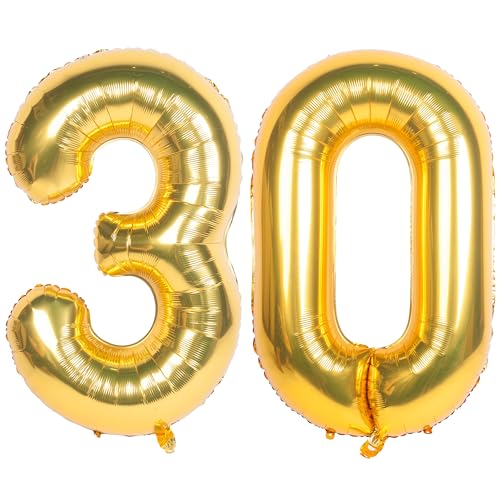 Image of 40 Inch gold Number Balloons 30 Helium Foil Mylar Balloon | Birthday Party banquet Decoration 30