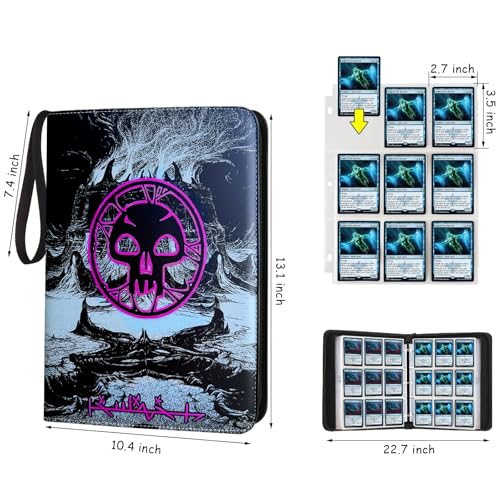 Image of 9 Pocket Card Binder, 720 Double Sided Pocket Trading Card Binder, Premium PU Card Collector Album,Card Folder for MTG /YGO /PTCG /Game Cards(Purple)