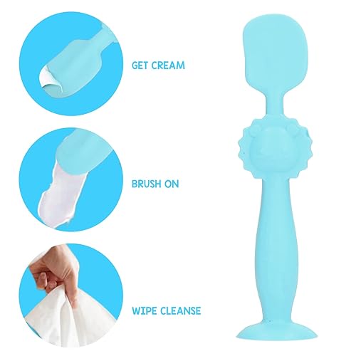 Miniatura 3 de Cepillo de crema para pañales para bebé, base de ventosa, espátula de silicona para pañales de silicona para uso diario (azul)