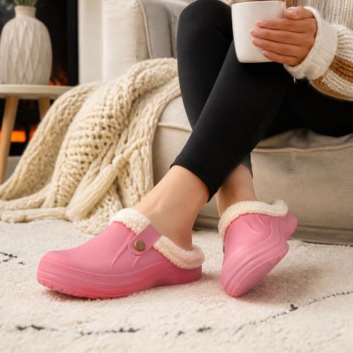 Image of Beslip Fur Lined Clogs for Women & Men Fuzzy Slippers with Memory Foam
