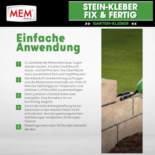 MEM Stein-Kleber Fix & Fertig Schwarz – 445 g – Für Steinelemente im Garten – Ansicht 6