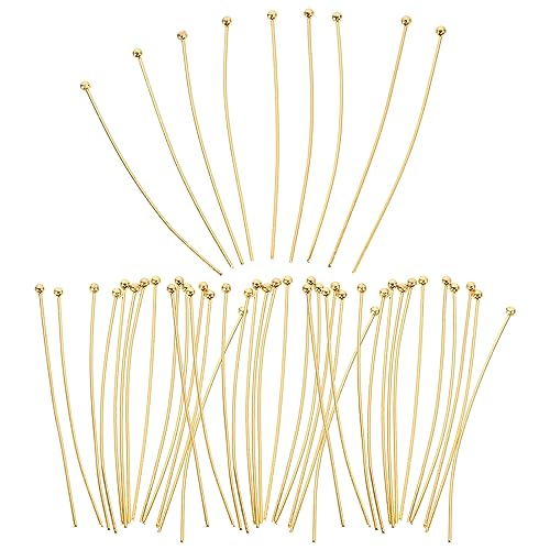 ULDIGI DIY Jewelry Making 50pcs Gold Ball Head Earring Pins Head Pins for Jewelry Sturdy