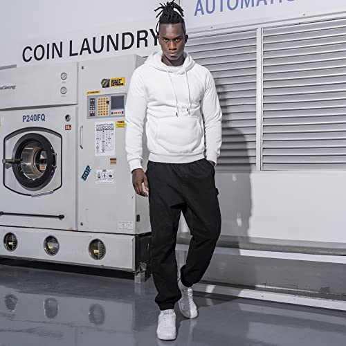 Toloer Men's Hoodies Pullover Slim Fit Solid Color Sports Outwear Sweatshirts White X-Large #TOP1