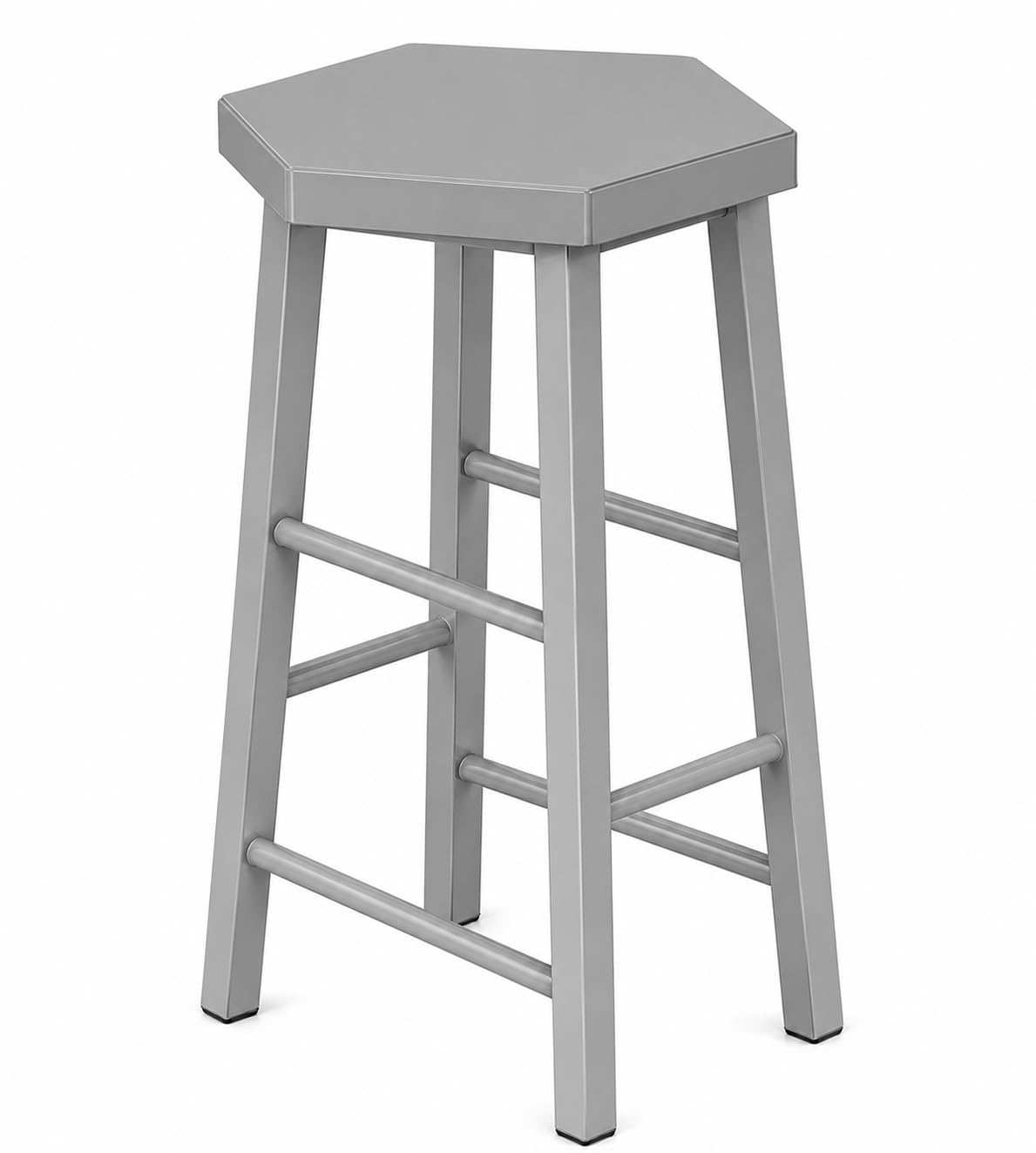 67172 Hexagonal Breakfast Stool/Kitchen Counter Bar Stool with Metal seat and Grey Frame/High Stool for Cafe, Home and Office - Grey-image-23