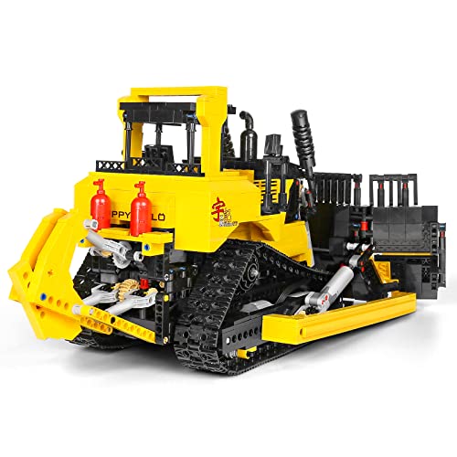 通用 Happy Build Technik RC Bulldozer mit Motor, 1866 Teile klemmbausteine Technik Ferngesteuert Bulldozer mit Akku und… – Bild 5