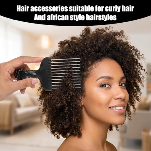 4 Peines Afro para Cabello Rizado con Mango de Acero miniatura 6