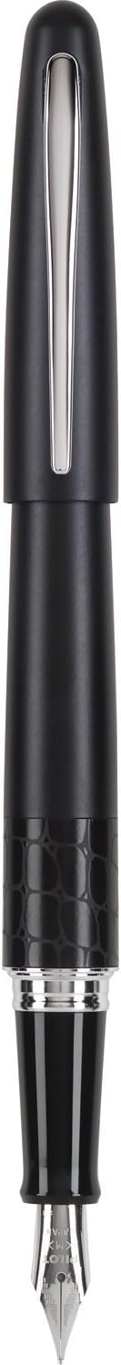 PILOT MR Animal Collection Fountain Pen in Gift Box, Matte Black Barrel with Crocodile Accent, Fine Point Stainless Steel Nib, Refillable Black Ink (91142)