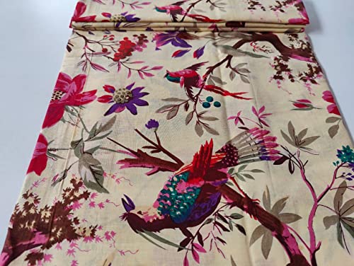 Image of Floral Printed Cotton Fabric Cloth Hand Block Print Fabric Women Material Running Jaipuri Hand Block Printed Women Dress Material Kurtis Natural 44 inch Inches Width 2.5 Meter (Pattern 30)