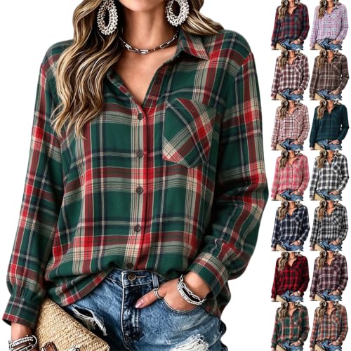 Plaid Shirts for Women Button Down Lightweight Fall Business Work Blouses - image 1