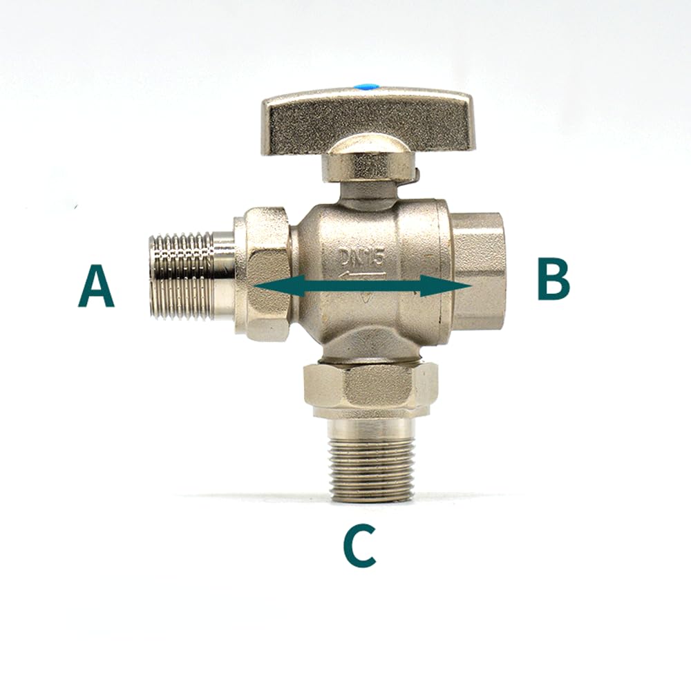 1/2" 3/4" 1" Femmina Maschio Maschio Raccordo a T in Ottone nichelato 3 Vie Interruttore di Regolazione a Sfera Idraulica Acqua Vapore(0.5 inch)