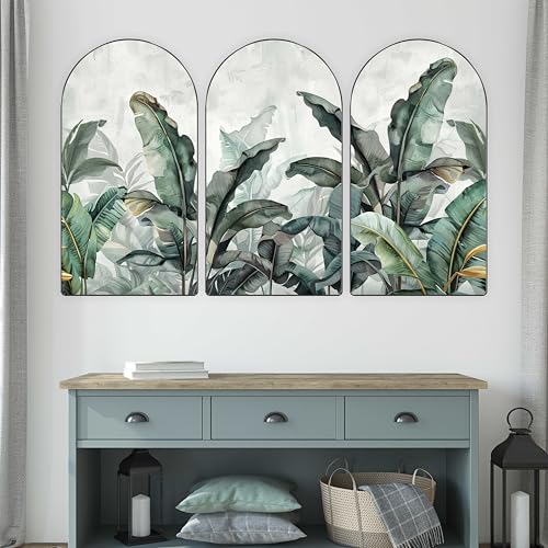 Image of Livin'luxe Set of 3 Tropical Banana Leaf Wall Painting for Living Room, Bedroom, Hotels - Big Size Stylish Ftrame 50 inch x 30 inch Wall Art for Home Decoration RPNL-22
