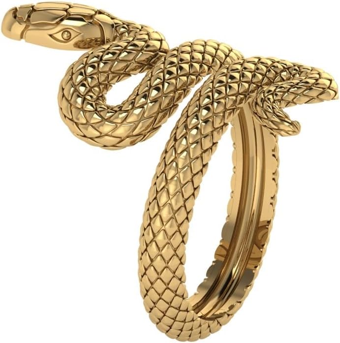Luxury Gold Snake Ring, Textured Metallic Serpent Design, Statement Jewelry Piece, Coiled Snake Shape