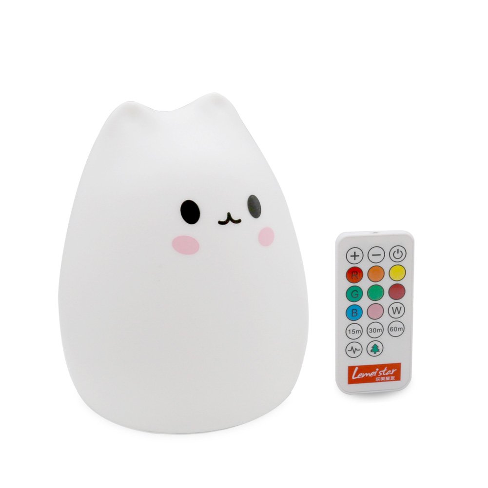 Timer Remote Night Light, Portable LED Sensitive Tap Control Light Silicone Night Lamp Rechargeable Soft Baby Nursery Lamp for Baby Bedroom,Valentine's Day Gift (White)