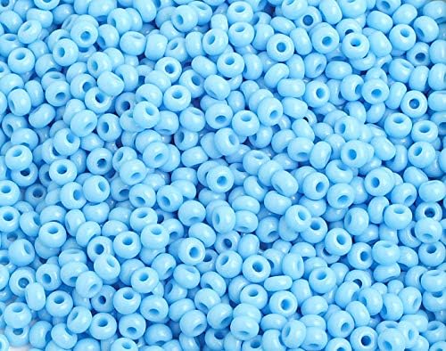 Czech Glass Seed Beads 8/0 (2.9mm Diameter) Opaque Light Blue - 500g Bulk Bag by Preciosa (Jablonex)