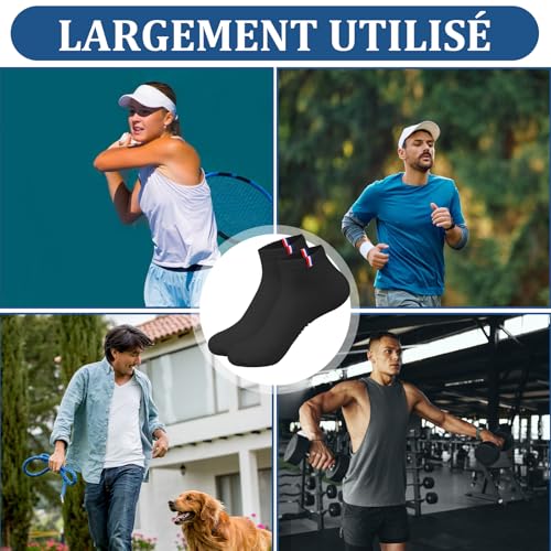 VEGCOO 8 Paires Chaussettes Sport Homme Femme 38-42, Chaussettes Basses Respirantes Absorbant la Transpiration (Noir) – vue 7