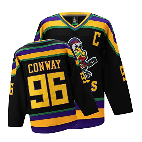 Image of Mighty Ducks jersey Movie Ice Hockey Jersey S-XXL Charlie Conway #96 Adam Banks #99, 90S Hip Hop Clothing for Party