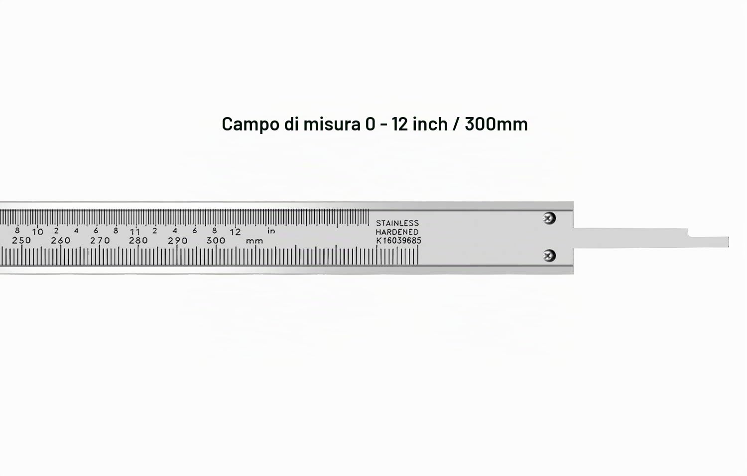 Calibro a corsoio micrometrico verniero da 300 mm, strumento di misurazione di precisione in acciaio inossidabile (pollici/metrico), misura di profondità/interno/esterno/passo, 0,02 mm