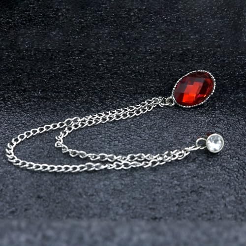 Image of Gold /Silver Crystal Geometry Brooch Lapel Pin for Men Rhinestone With Hanging Chain Brooch for Men Suit Fashion Tuxedo Tie Hat Scarf Collar Pins for Men Women Gifts