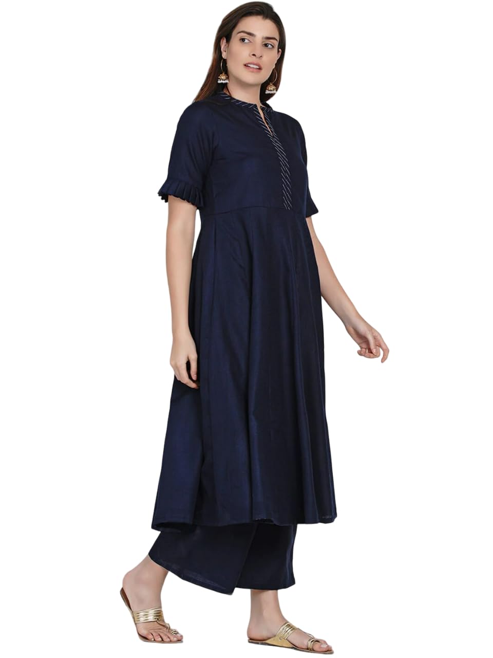 GenericBlue Solid Kurta with Plazzo