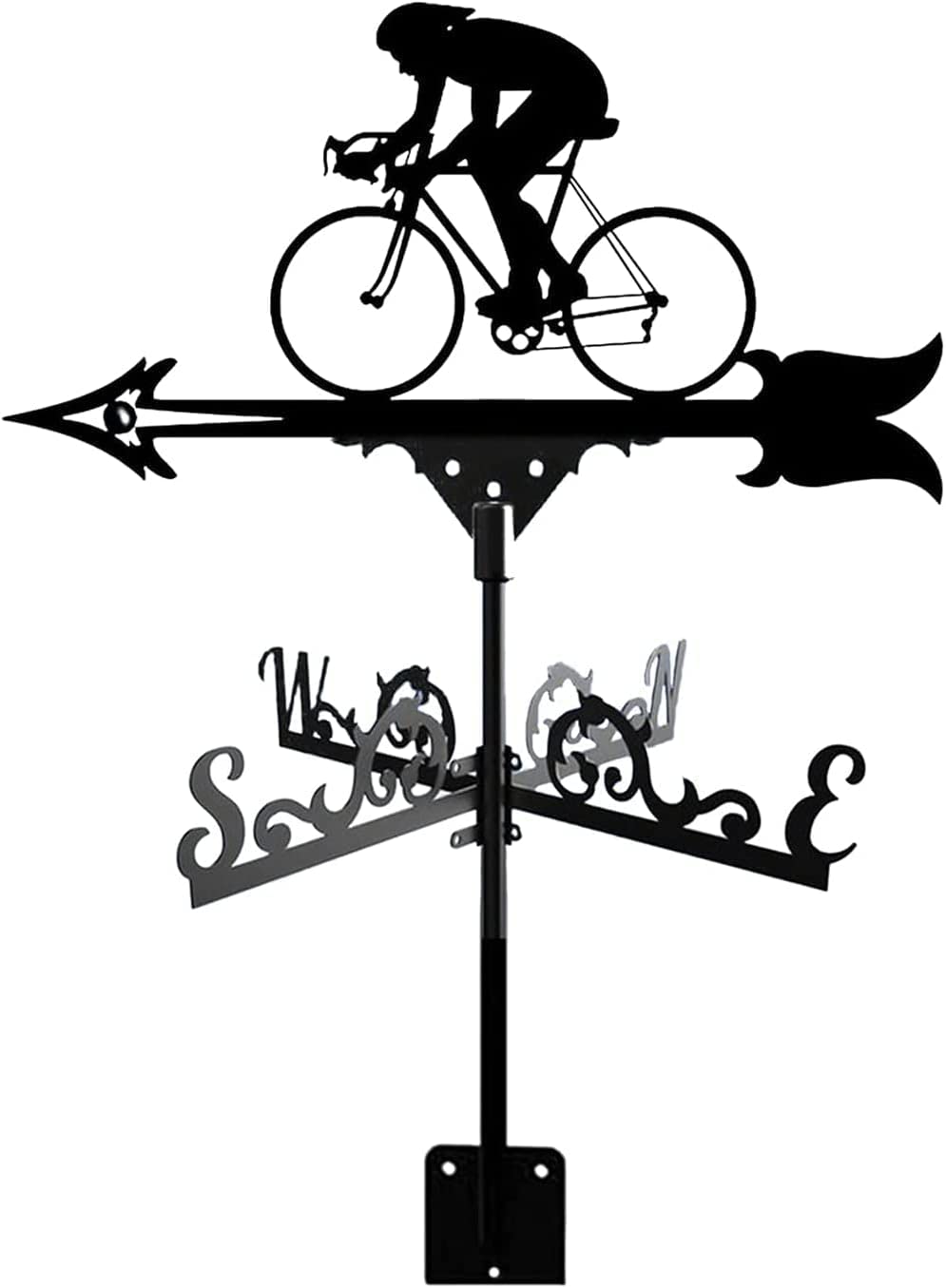 Klonwg C Weather Vane Stainless Steel Weathervane Figurine, Practical Wind Direction Indicator Weathercock Measuring Tools