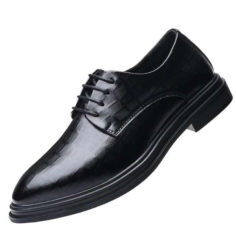 Men's Leather Dress Shoes Classic Lace-up Formal Tuxedo Oxfords Shoes Mens Casual Dress Shoes