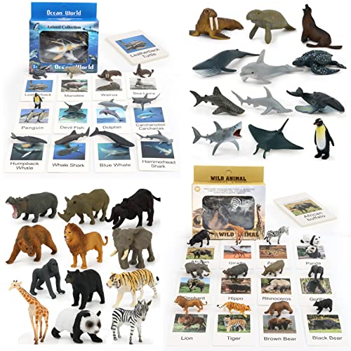 Image of 24 Small Animal Figurines Learning & Education Toys, Plastic Realistic Zoo Jungle Safari Sea Ocean Animal Figures, Preschool Learning Activities Matching Game Science Toys